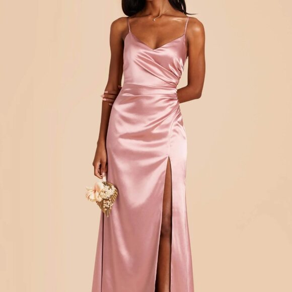 NWT Birdy Grey Catherine English Rose Shiny Satin Bridesmaid Dress - Picture 2 of 6
